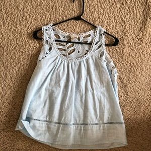 Blue lace tank top